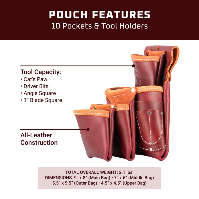 Occidental Leather 4 Pouch Pro Fastener Bag - Left Hand - 10 Pockets & Tool Holders - Made in USA - Image 3